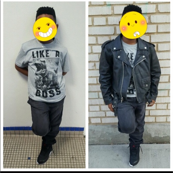 Childs Distressed Leather Motorcycle Jacket - Picture 5 of 5